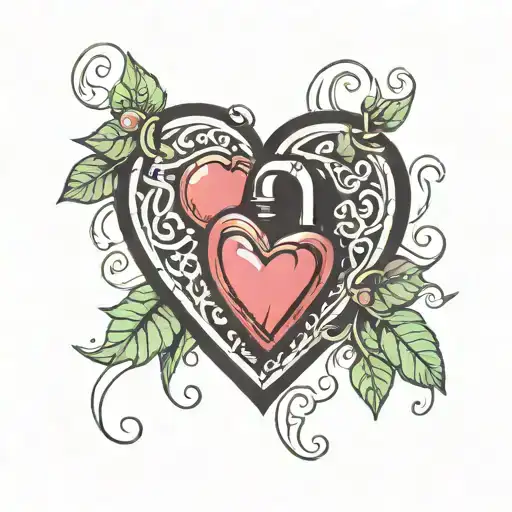 fingerprint heart shaped lock tattoo design idea