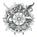 sagittarius, cancer, scorpio and virgo on one chain tattoo design idea
