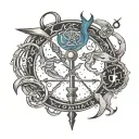 sagittarius, cancer, scorpio and virgo on one chain tattoo design idea