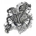 Design me ideas for a family tattoo: 2 sisters and a brother and my mom. We are all from Chile and the theme should be t tattoo design idea