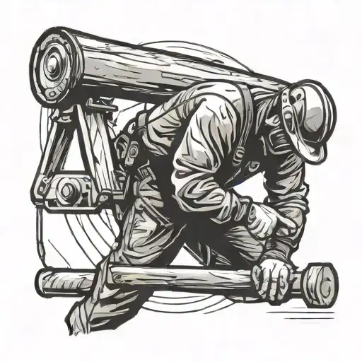 lineman working on power tattoo design idea