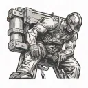 lineman working on power tattoo design idea