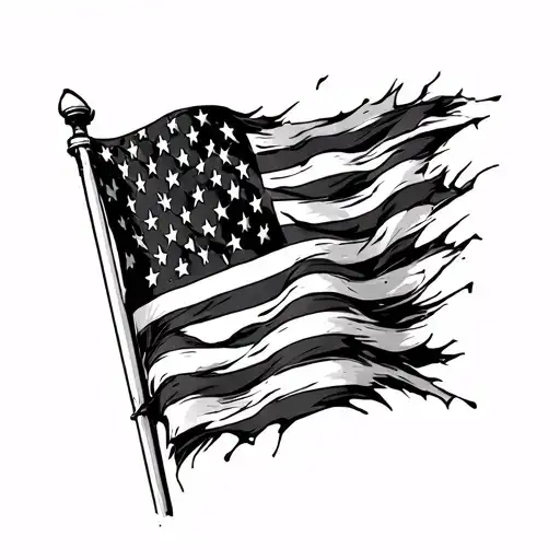 Tattered American Flag tattoo design idea