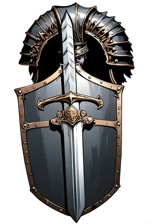 roman armor with shield and sword tattoo design idea