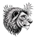 lion and hawk tattoo design idea