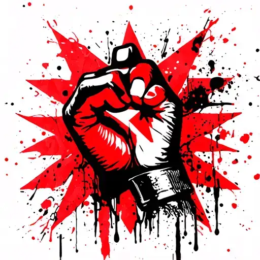 communist raised fist red star tattoo design idea