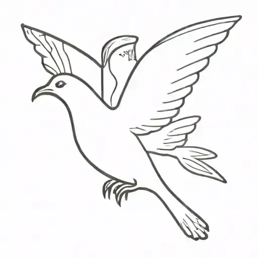 A minimalist tattoo of a dove carrying a book in its beak symbolizing peace and wisdom tattoo design idea