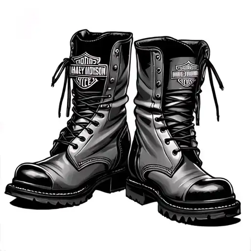 Harley Davidson boots tattoo design idea