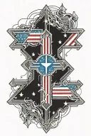 cross with American flag intertwined tattoo design idea