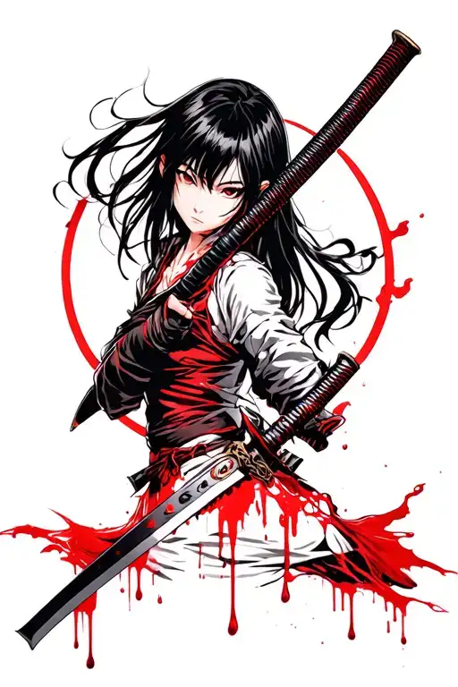 katana murasame akame ga kill with blood dripping tattoo design idea