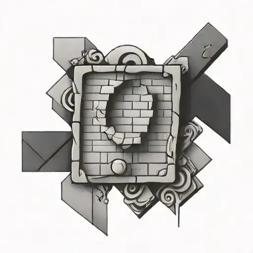 3D single brick tattoo design idea