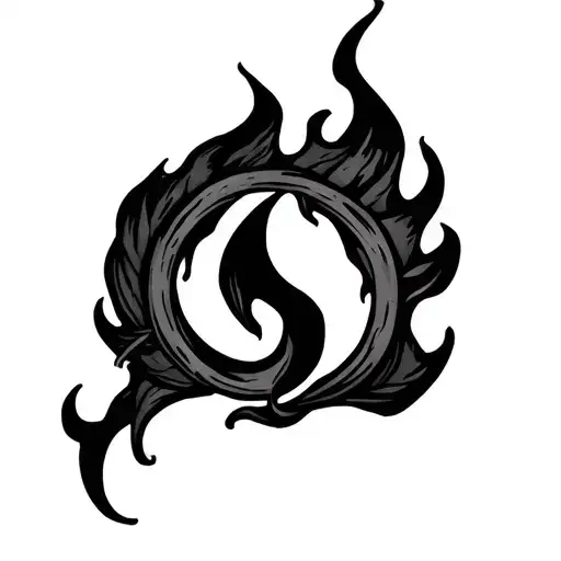 A tiny black flame (0.5 inch) inside an open circle (1 inch)—representing amor fati’s embrace of fate (flame) in the uni tattoo design idea