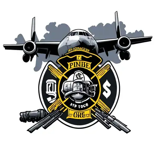 firefighter and Air Force c130 tattoo design idea