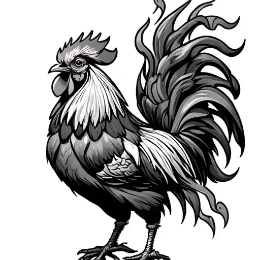 Fire Rooster tattoo design idea