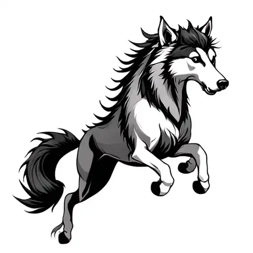 husky,chineese dragon, lithuanian horse tattoo design idea