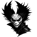 ryuk from death note patchwork sleeve tattoo design idea