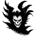 ryuk from death note patchwork sleeve tattoo design idea