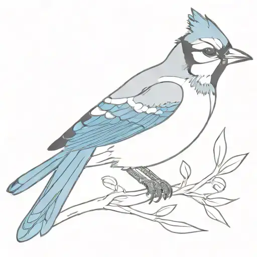 blue jay bird tattoo design idea