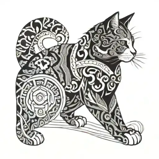 cats and tribal filipino tattoo design idea