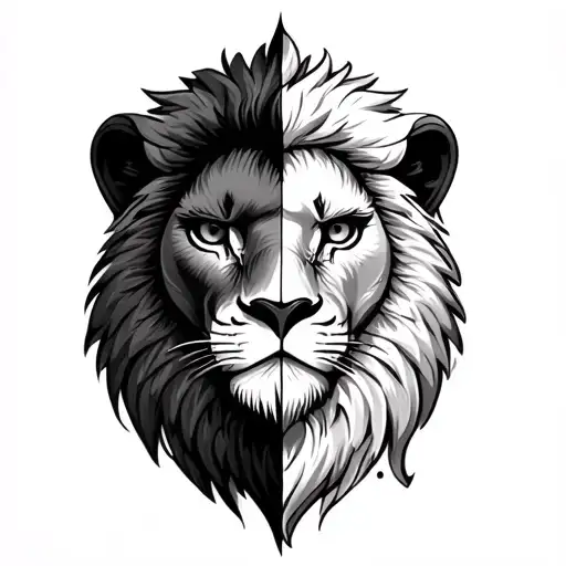 half lion face and a half eagle face tattoo tattoo design idea