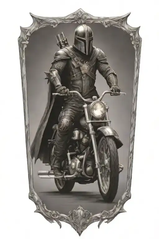 midevil knight with a harley davidson tattoo design idea
