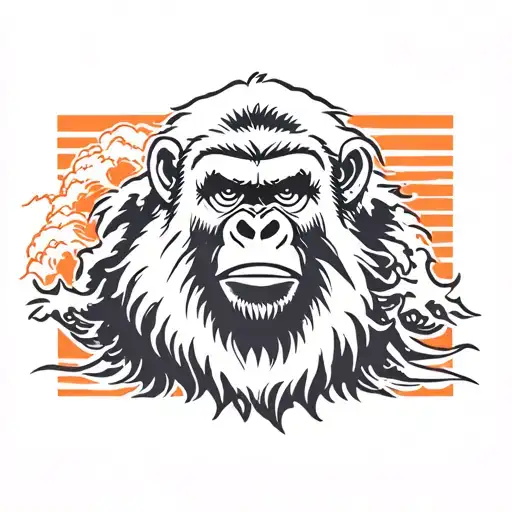gorilla japanese waves tattoo design idea