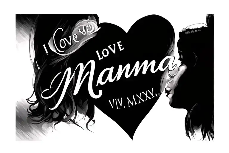 VI.V.MMXXV with I love you mamma tattoo design idea