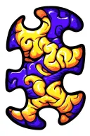 autism puzzle piece and brain with blueish purple TSC ribbon tattoo design idea