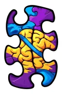 autism puzzle piece and brain with blueish purple TSC ribbon tattoo design idea