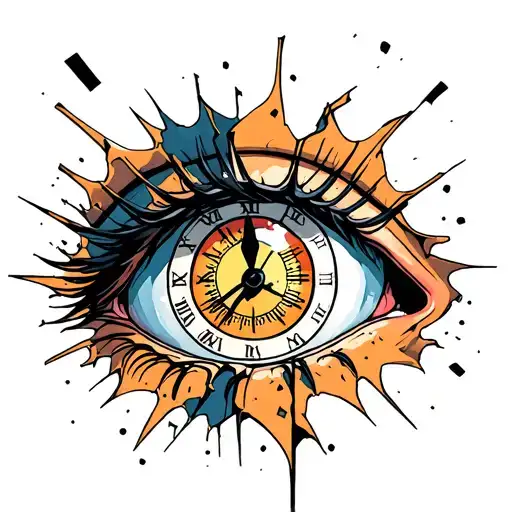 "Big Brother inside the Iris" eye with broken clock tattoo design idea