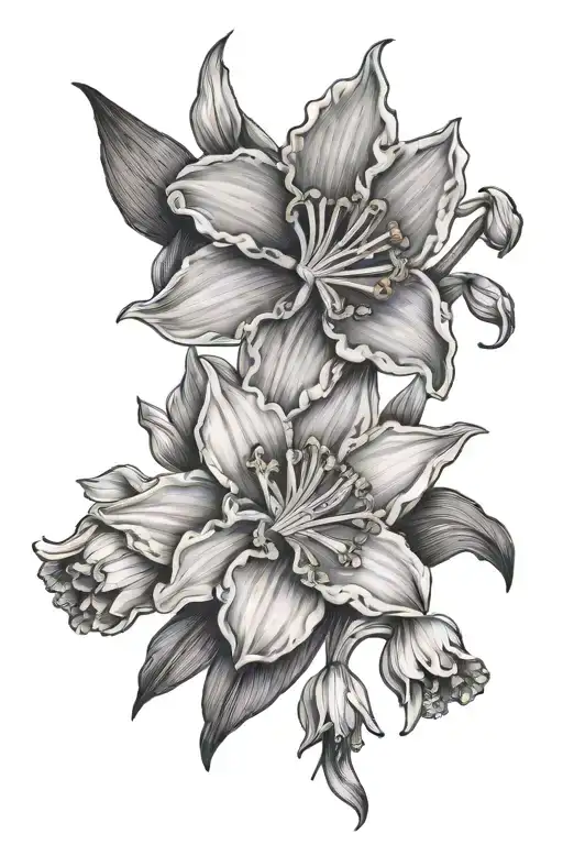 carnation daffodil and snowdrop flower tattoo design idea