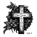 Cross with Isaiah 6:8 written tattoo design idea