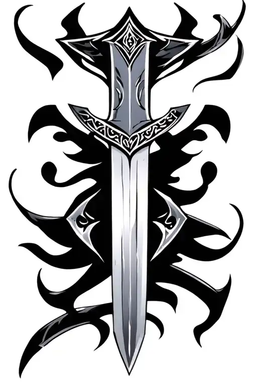 Double-edged Arabic sword tattoo design idea