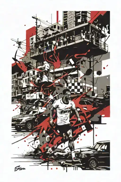 copacabana promenade and sao januario stadium filled tattoo design idea