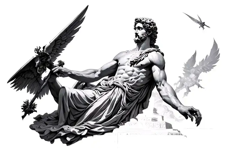 astarion from baldurs gate 3 as a Greek statue tattoo design idea
