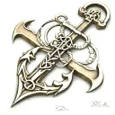 odessa anchor, tryzub trident tattoo design idea
