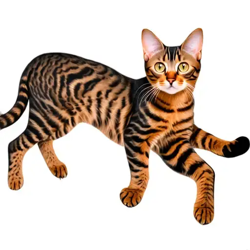 full length playful bengal cat tattoo design idea