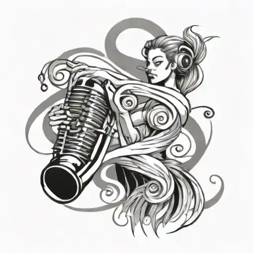 cancer, music, dancing, black and white tattoo design idea