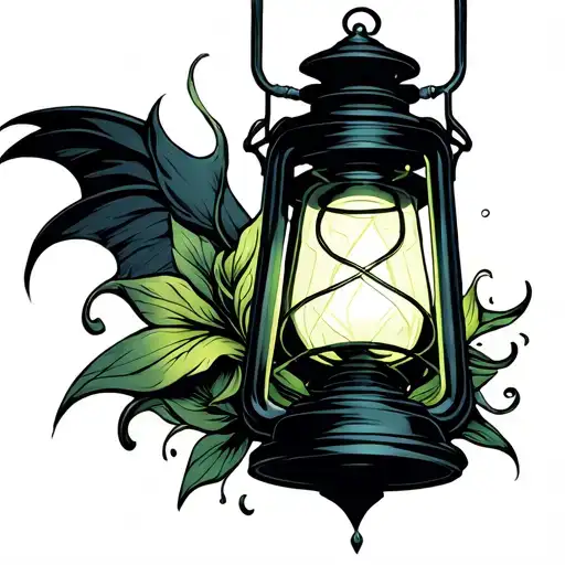 Lantern green and black neck tattoo tattoo design idea