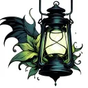 Lantern green and black neck tattoo tattoo design idea