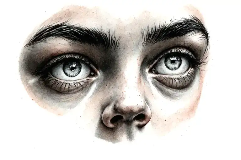 eyes and eyebrows staring at the two heads tattoo design idea