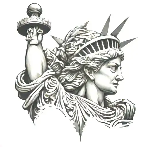 statue of  Liberty war ready tattoo design idea