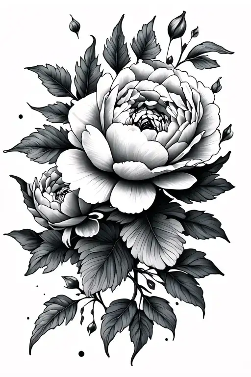floral tattoo design 2peony and sorrel flowers tattoo design idea