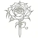 crown Excalibur sword rose intertwined tattoo design idea