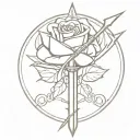 crown Excalibur sword rose intertwined tattoo design idea