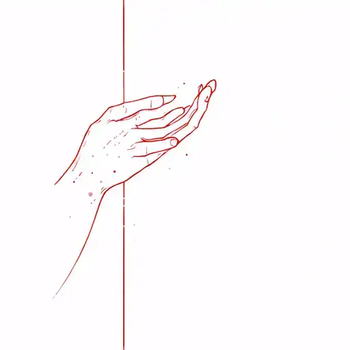 red line of fate, creation hands adam, cosmos tattoo design idea