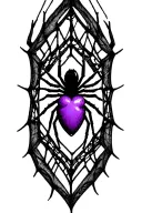 spider web with spider hanging with a purple heart tattoo design idea