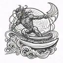 surfing demon tattoo design idea