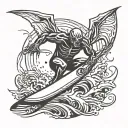 surfing demon tattoo design idea