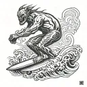 surfing demon tattoo design idea